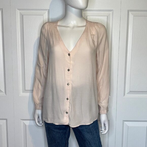 DES PETITS HAUTS women's long sleeve light pink blouse XS - Picture 1 of 2